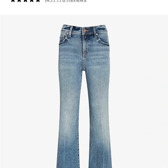 Express 70s Flare Mid Rise Jeans, light to medium blue, size 4S - Picture 4 of 8